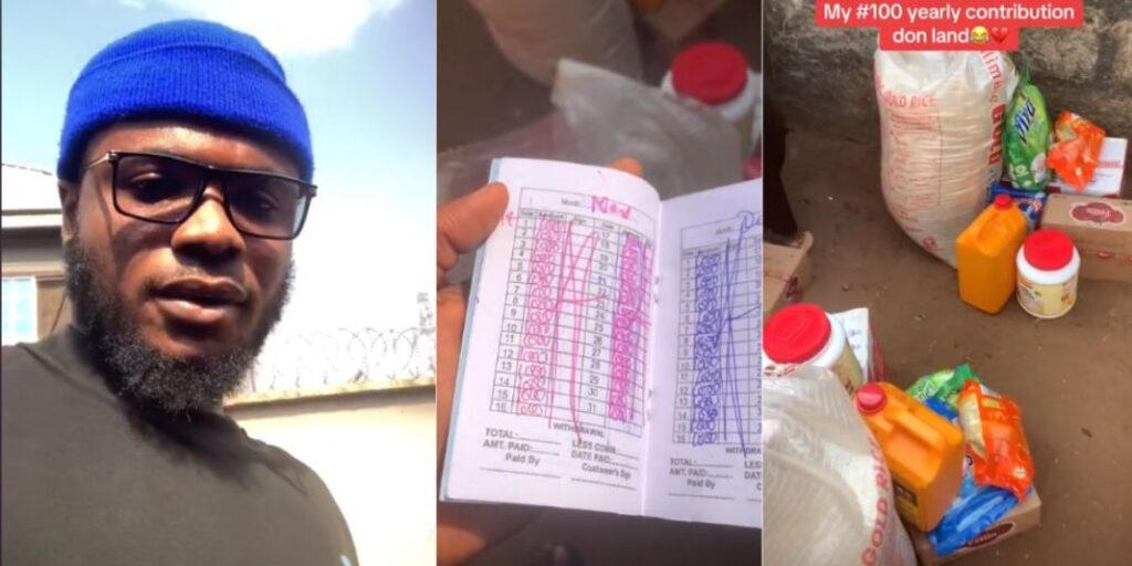 "Christmas don set” – Nigerian man saves N100 everyday for end-of-year reward, shares what he received (Video)