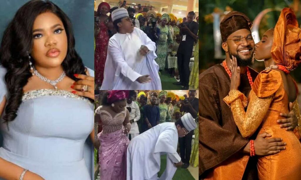 "This woman too like to dance"- Toyin Abraham steal the show as she rocks Agbada and engages in a dance competition with bridesmaid at Kunle Remi’s wedding