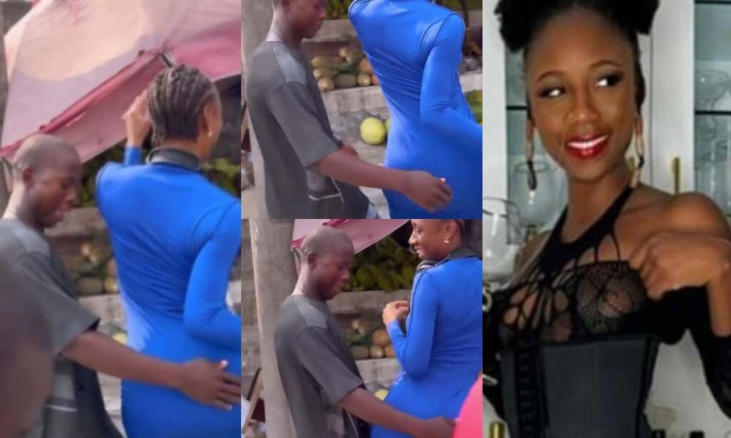 "Small content this one wan touch nyaash” – Korra Obidi reacts as Aboki vendor grabs her backside during video shoot (Watch)