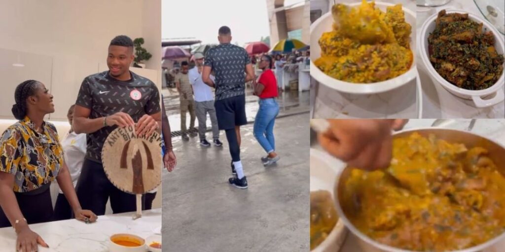 "Hilda short oh” – Video as Hilda Baci hosted basketballer Giannis Antetokounmpo and his team, cooks for them (Watch)