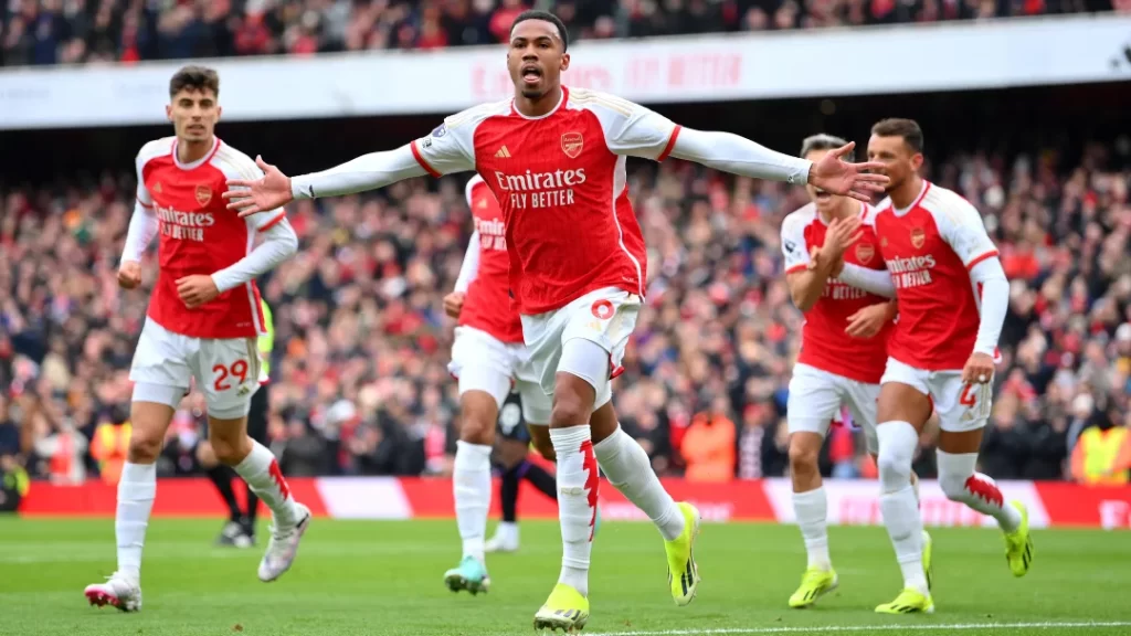 Arsenal's dominant 5-0 victory over Crystal Palace, highlighting Gabriel's standout performance.