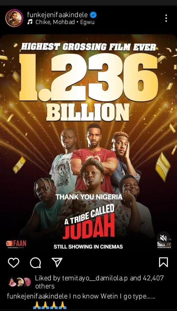 “Rigth now I don’t know what to say” Funke Akindele rejoices as A Tribe Called Judah hits N1.2billion within 3weeks