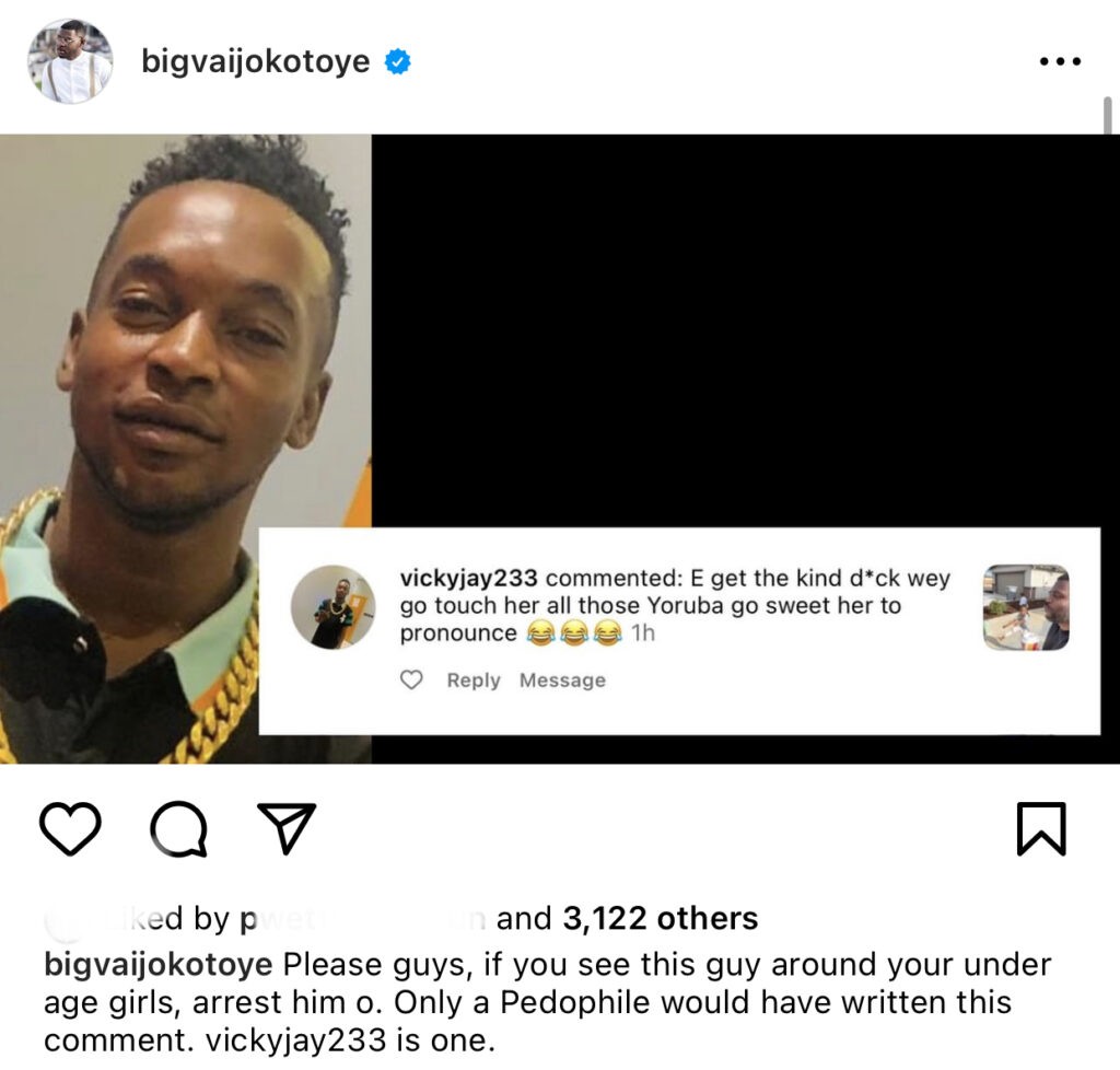 "I don't joke with my baby, if you see this guy around your daughter arrest him"- Bigvai Jokotoye blows hot over man’s sensual comment on video of actor’s underage daughter