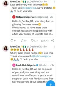 "Na This Kind Grace I Want"- Netizens React As Mummy Zee receive one year supply of Colgate, Lush Hair, Indomie for Waking Up 4.00 Am to Cook for Her Husband