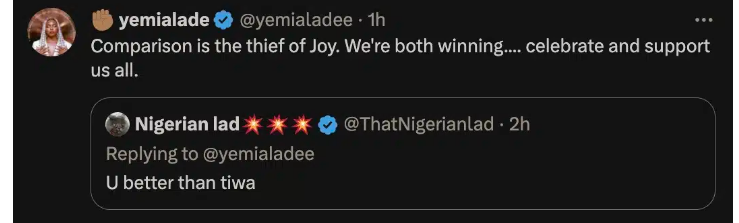 Yemi Alade speaks on claim of being better than Tiwa Savage