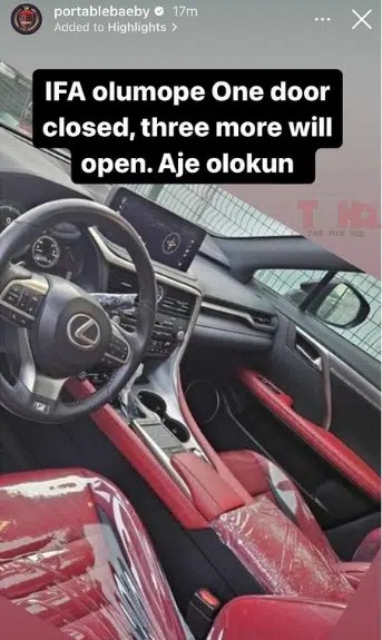 “When one door closes, three more will open” – Portable brag as he purchases brand new Lexus reportedly worth over 30 million naira