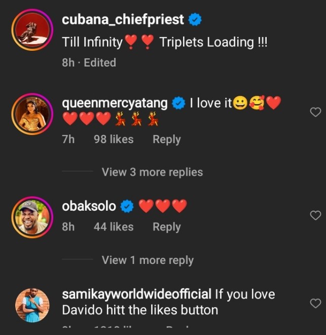 "We should be expecting another Twins soon"- Celebrities reacts to sweet chemistry between Davido and Chioma in new video