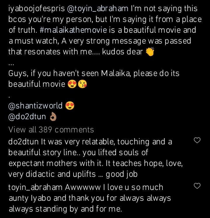 "We still no go watch her movie"- Mixed reactions as Iyabo Ojo shows support for Toyin Abraham’s movie