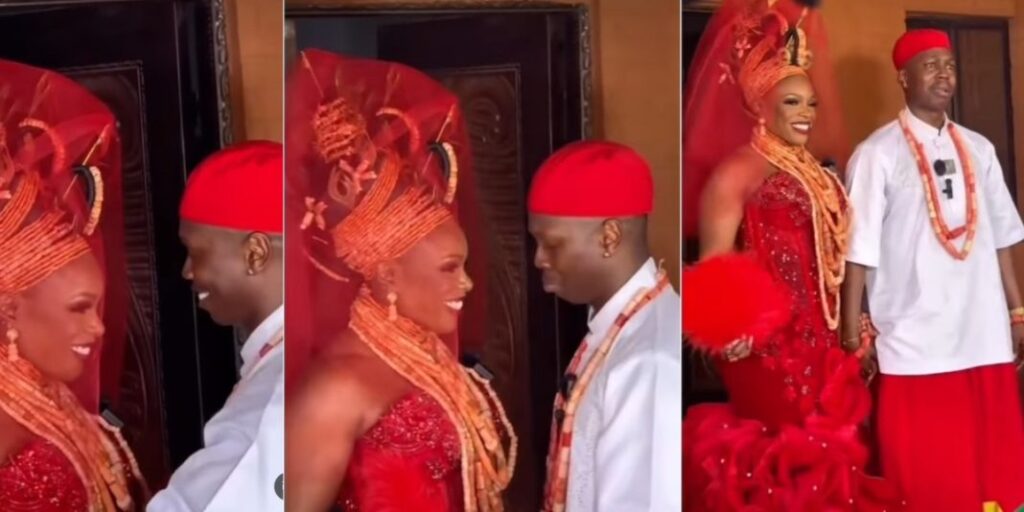 "God when” – Moment groom breaks into tears after seeing his bride for the 1st time on wedding day (Video)