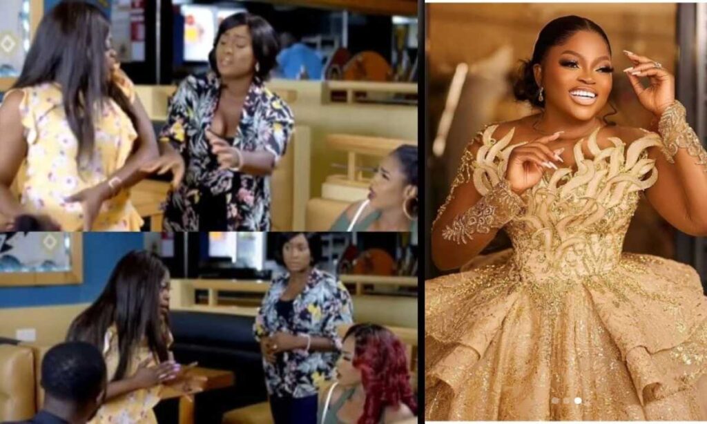 "You are a thief” – Old video of Lady dragging Funke Akindele at a restaurant for stealing her wig resurfaces online (Watch)