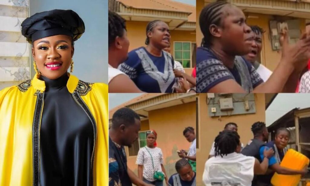 Drama on a movie set as actress Olayinka Solomon gets assaulted following a statement uttered by a crew member (Watch)