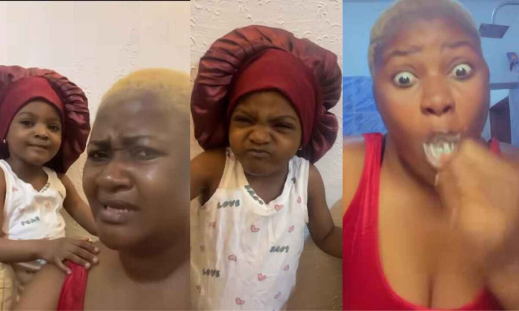 "Mummy Your Mouth Is Smelling"– Actress Biola Adekunle Surprise As Her Daughter Iwaire Told Her She Has Mouth Odour (Watch)