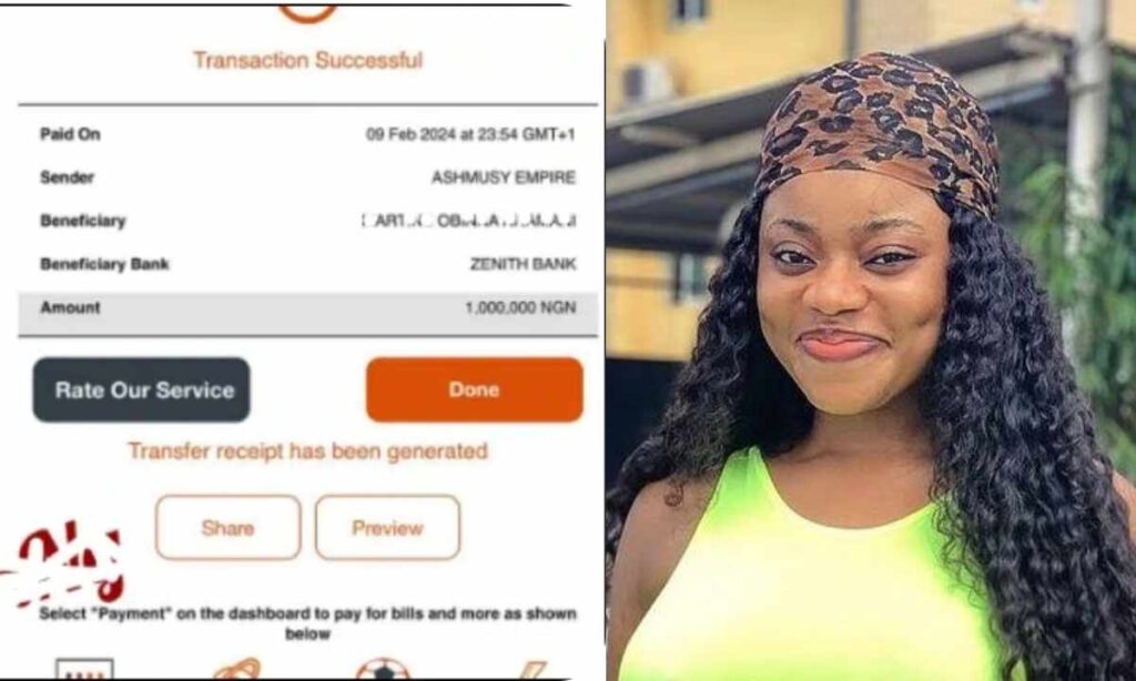 “The person never reply my DM” – Ashmusy cries out as she mistakenly sends N1M instead of N100K to fan in giveaway