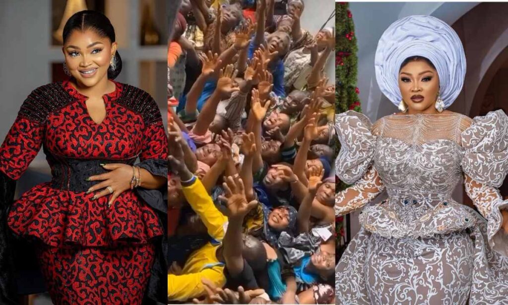 “I just want to help with the little I have because people are going out of their minds” – Mercy Aigbe share money and food items to the poor (Video)