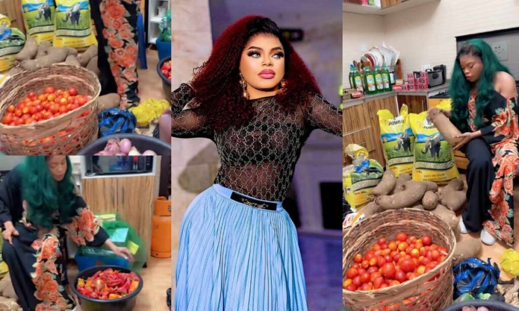 Why I shop every two months – Bobrisky brags as he shows off massive foodstuffs