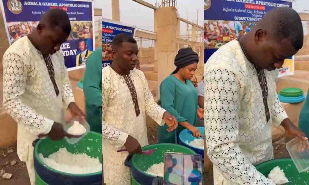 "God Bless Him For Doing This To People"– Prayer Rain As Pastor Gabriel Agbala Give Free Three Square Meal To People In His Community Everyday (Watch)