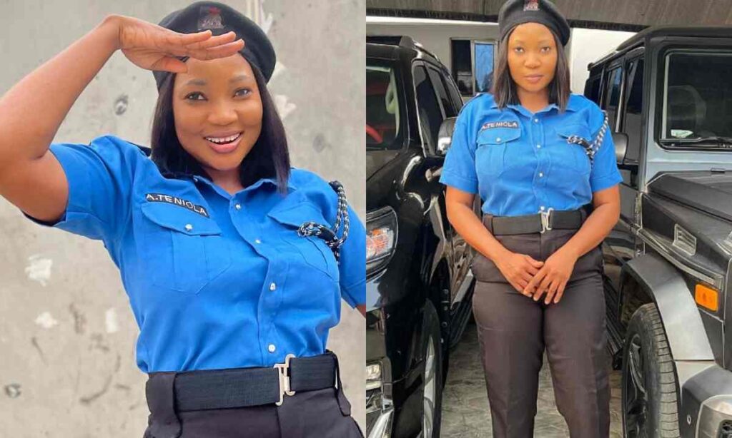 "Agba Baller Olopa"– Jumoke Odetola Share Beautiful Pictures In Police Uniform Reveal New Career Video Trend Online