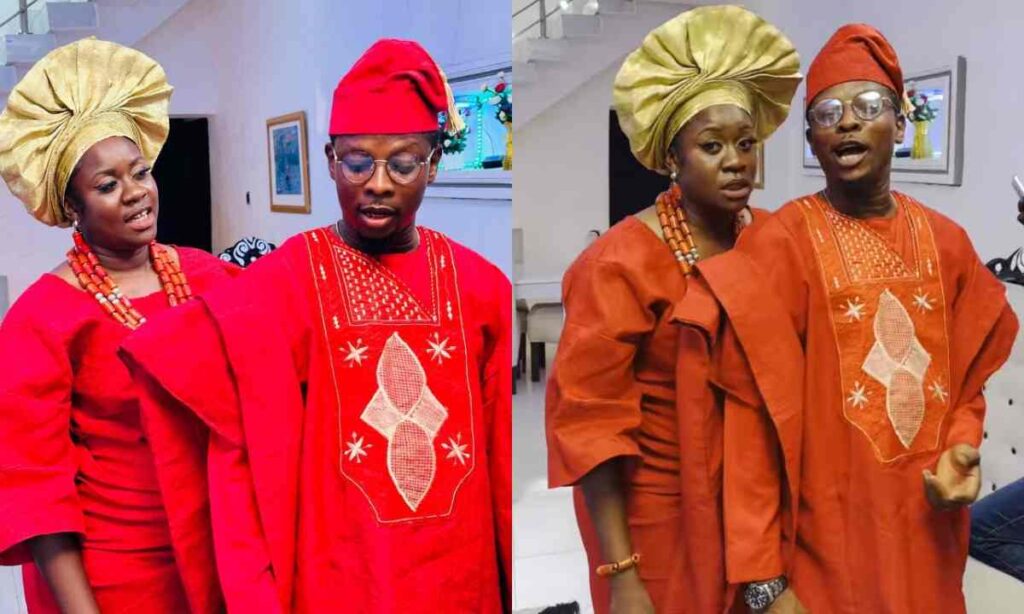 "Happy Married Life To Me And My Sunshine"– Olayinka Solomon Stir Massive Reaction Online As She Shares A Hiddden Wedding Video With Rotimi Salami