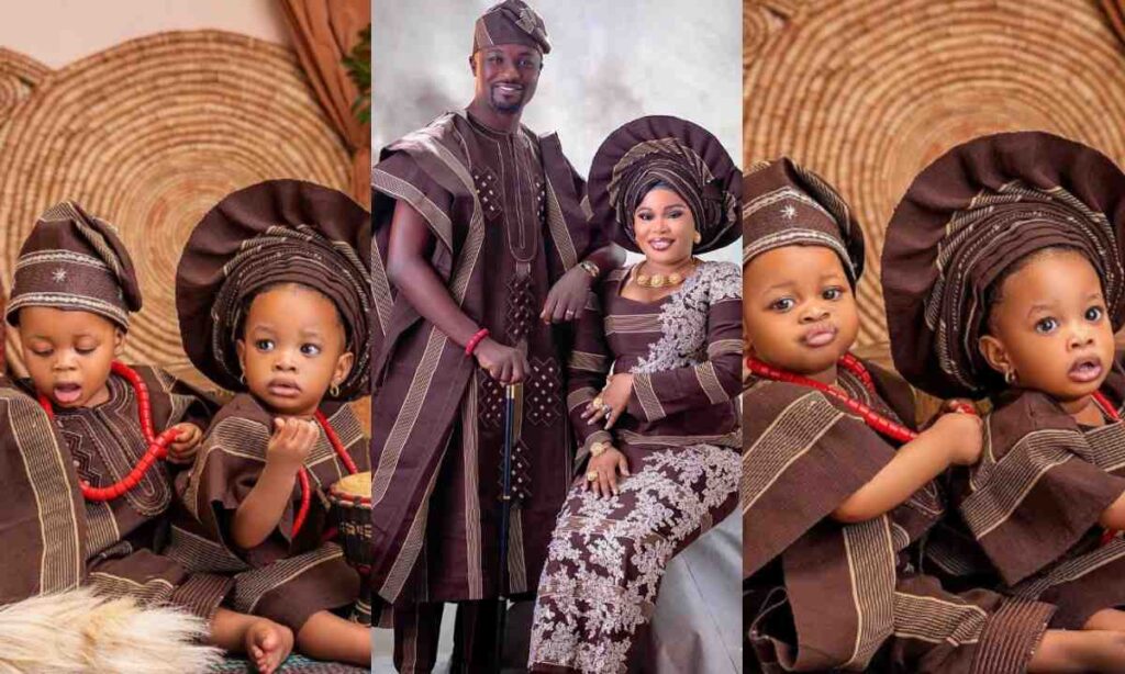 "Happy Birthday To Our Whole Heart"– Adeniyi Johnson And Wife Seyi Edun Celebrate Their Twin Birth Today