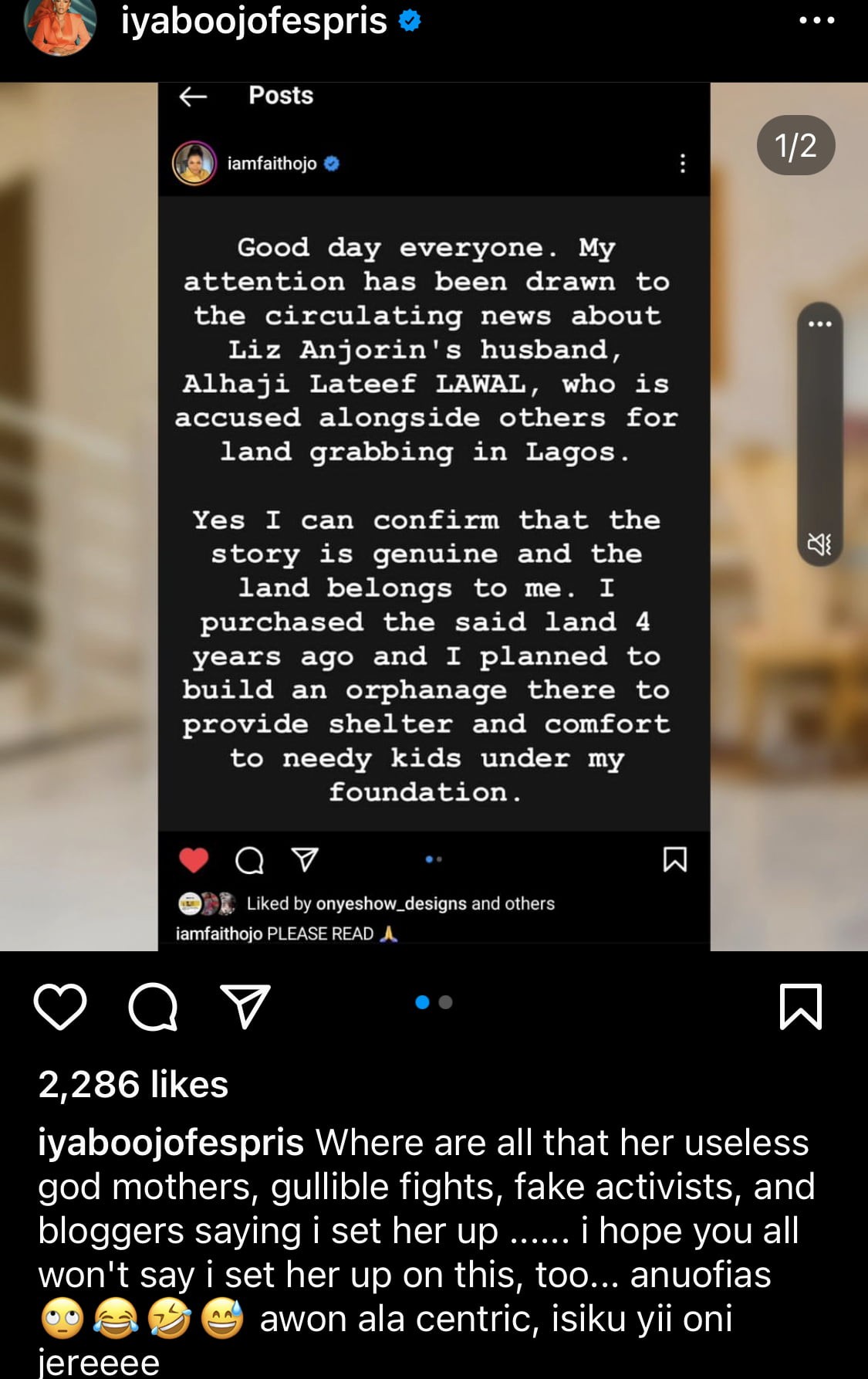 “Can’t you just be mature for once” Mixed reactions as Iyabo Ojo comments on Lizzy Anjorin’s husband’s land steæling allegations