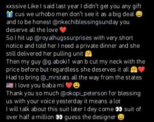 Nkechi Blessing’s boyfriend splashes N6million on a bracelet for her, as he treats her to a grand birthday dinner (Video)