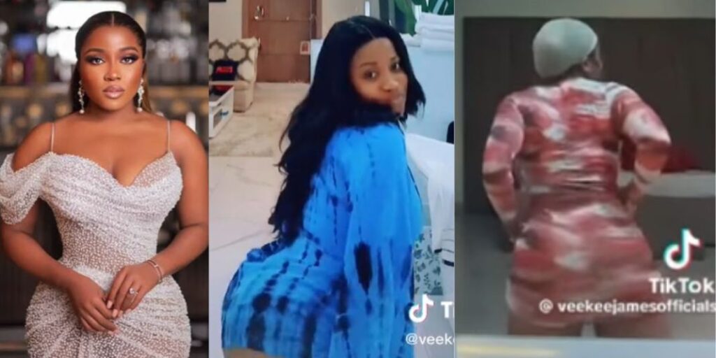 "Daughter of Zion dey shake yænsh”- Old videos of Veekee James twerking on short gown trends online (Video)