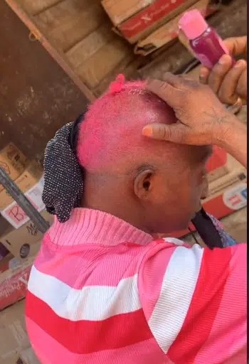 “God know why aunty ramota dey like this, if she complete,this internet no for contain us”- Reactions as Aunty Ramota dyes her hair pink ahead of Valentine’s Day