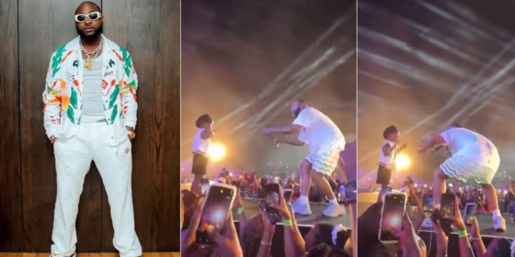 "He look like Davido son, Ifeanyi ” – Adorable moment Davido dances with young fan at show in Uganda (Video)