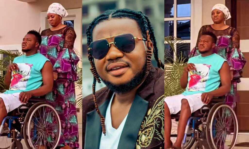 "Kilo Se Baba Awon Omoge"– Massive Reaction As Ayoola Olaiya Shares New Video Of His Self On Wheelchair Been Push By His Wife Video Trend Online (Watch)