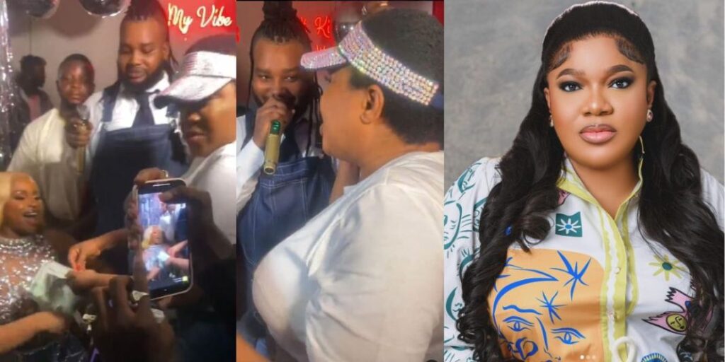 "Please call me aunty Toyin” – 41-year-old Toyin Abraham goes hard on a Gen Z hypeman who calls her by her name at Priscilla’s birthday party (Video)