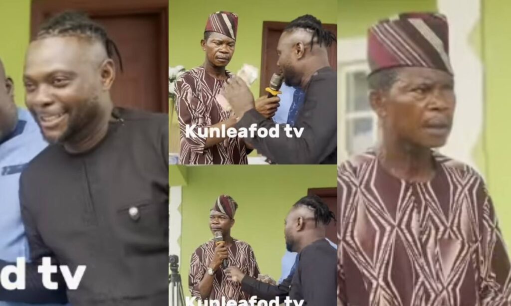 "Is It Because Of Me That You're Opening Your Studio" – Reaction As Kunle Afod Surprise Veteran Actor Logidu Bembo At His Studio Opening Ceremony With Over 200k.