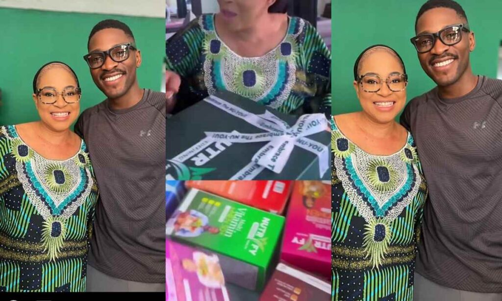 "My own legend"- Beautiful moment Tobi Bakre surprise his mother Bukky Wright on set