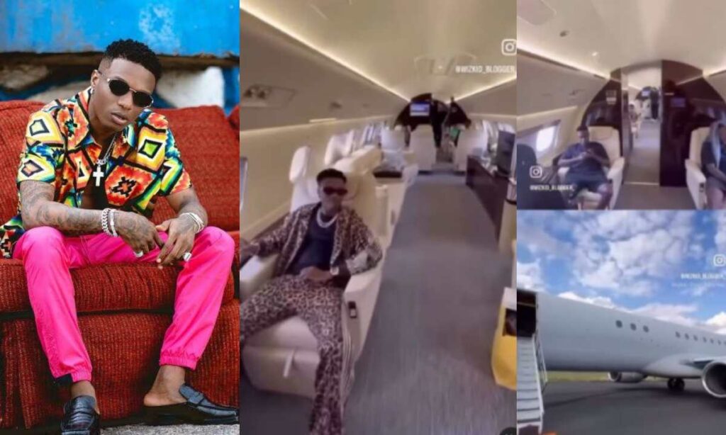 "At least he no borroow him papa own” – New video of Wizkid chilling inside his private jet worth $200M (N250b) trends online