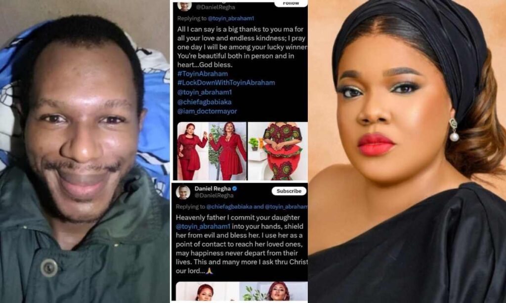 "No Wonder He Wan Drag Toyin"– Massive Reaction As Fans Dig Old Chaat Of Daniel Regha Begging Toyin Abraham For Give Away Online (Video)