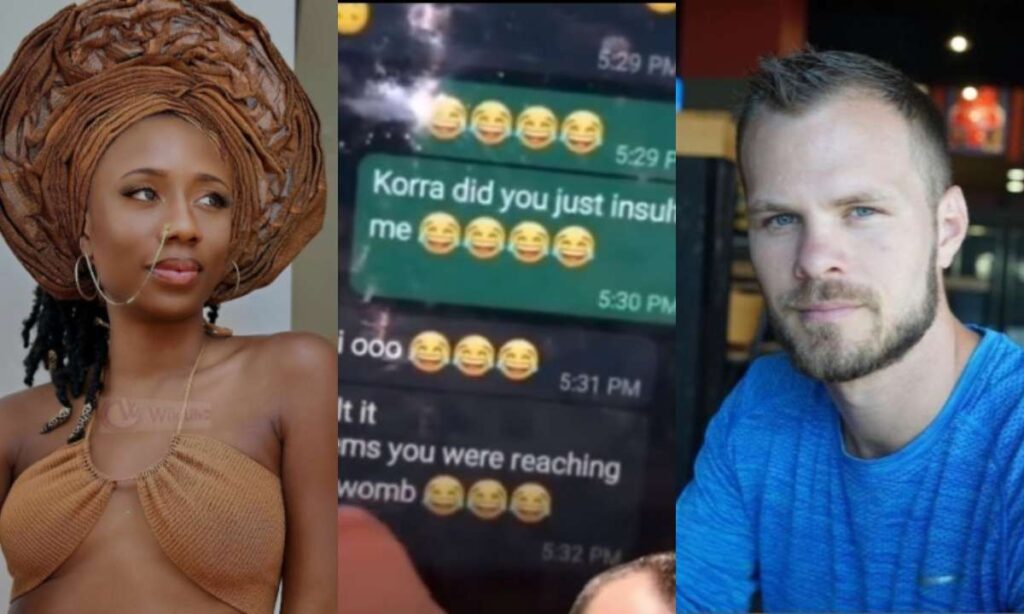 "My ex-wife, Korra went to Nigeria for a friend’s wedding and sleppt with her fiance while pregnant"- Justin Dean leaks chat as he accuses Korra Obidi of having affair (Video)