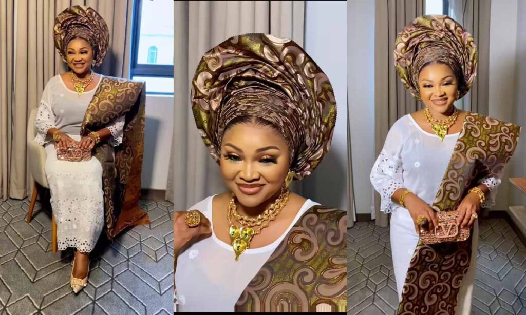 Latest Iya Iyawo In Town, May We Eat The fruit Of Our Labor"- Mercy Aigbe Stunning Look As She Step Out For Her Daughter's Friend Wedding