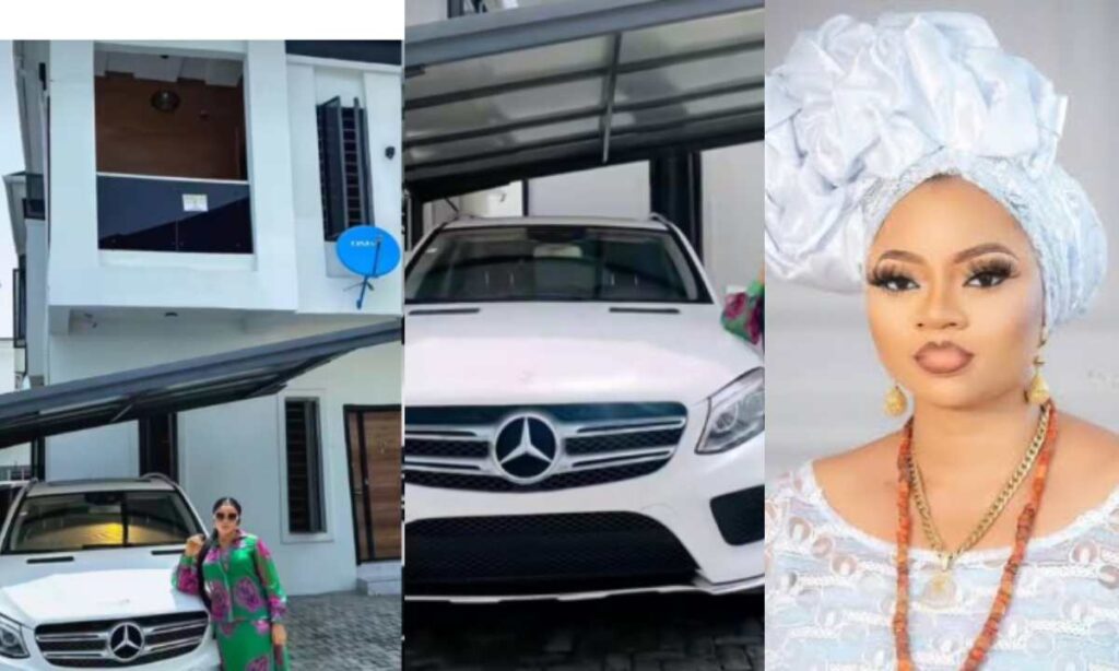 "The real definition of a queen not like Portable queen Dami” – Congratulations pour in as Alaafin’s wife Queen Anu acquires Benz and house (Video)