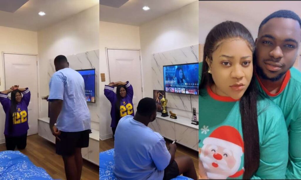 "See What Love Turn Our Celebrities"– Trending Video Of Nkechi Blessing On Her Kneels Begging Her Boyfriend After Her Video Surface Online