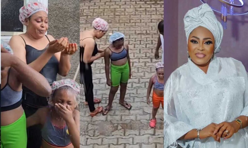 "Childhood life was fun"- Shola Kosoko share fun moments with her husband and kids in the rain (Video)