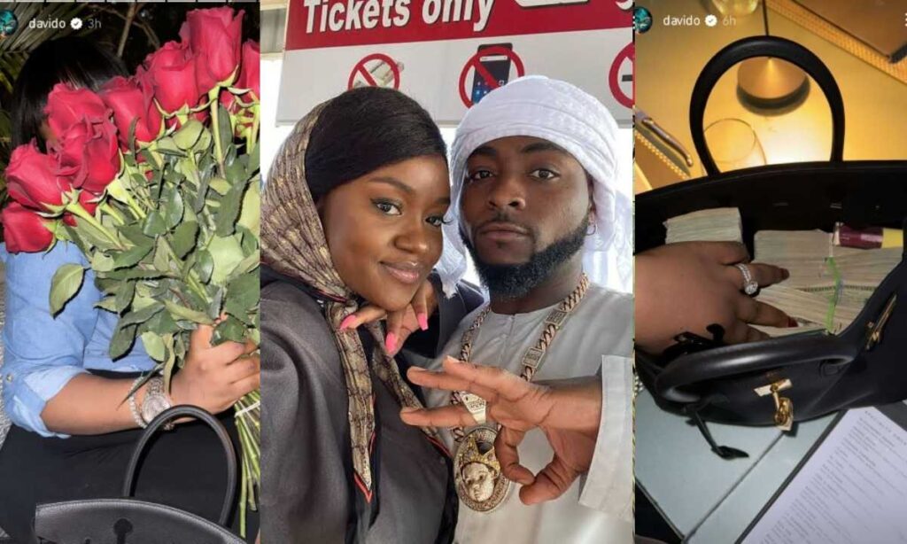 “And you guys want her to leave David for cheating"- Fans reactions as Davido spoils wife, Chioma with wads of cash and roses ahead of her birthday(Video)