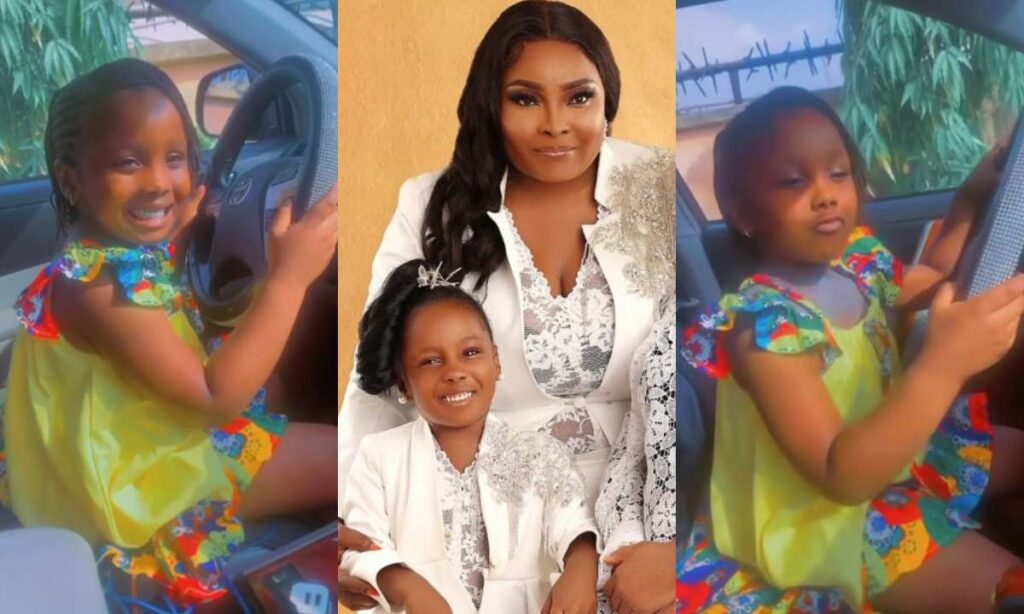 "My Baby Is Now My New Driver, Let Me Enjoy My Ride"- Ronke Odusanya Gush As She Share Video Of Her Lookalike Daughter Fife