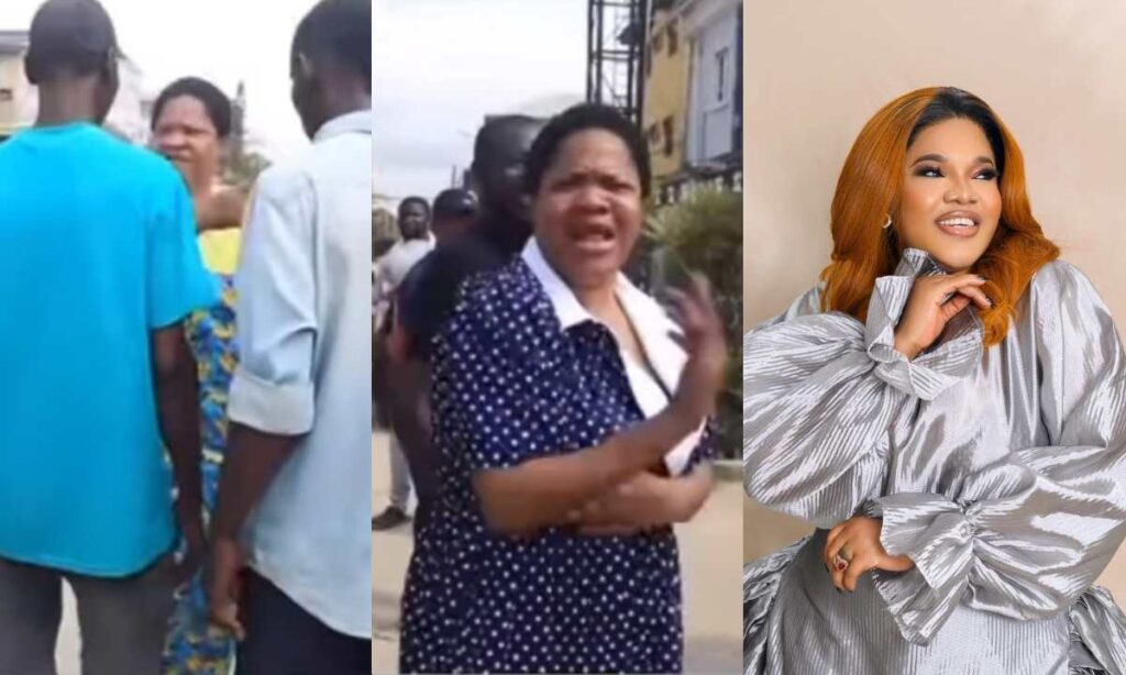 "See as Toyin show them wereey"- Drama as Toyin Abraham faces thugs who came to disrupt a movie set