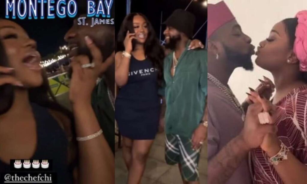 "OBO too like yaansh” – Chioma cries out as Davido slaaps her backsiide in a repeated manner during her birthday celebration in Jamaica (Video)