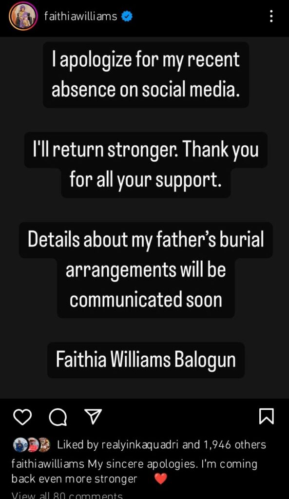 "Please Call Me Faithia Balogun, I’m Coming Back Even More Stronger” Faithia Williams Address Herself With Her Former Husband Name, "Saidi Balogun"