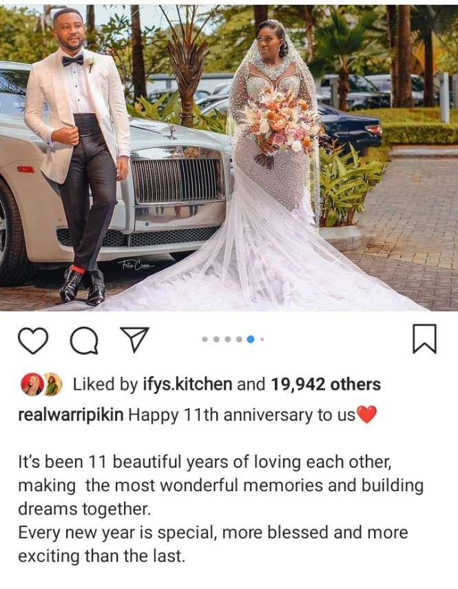 "It’s been 11 beautiful years of loving each other, making beautiful memories"- Real Warri Pikin celebrate her 11th wedding anniversary with husband