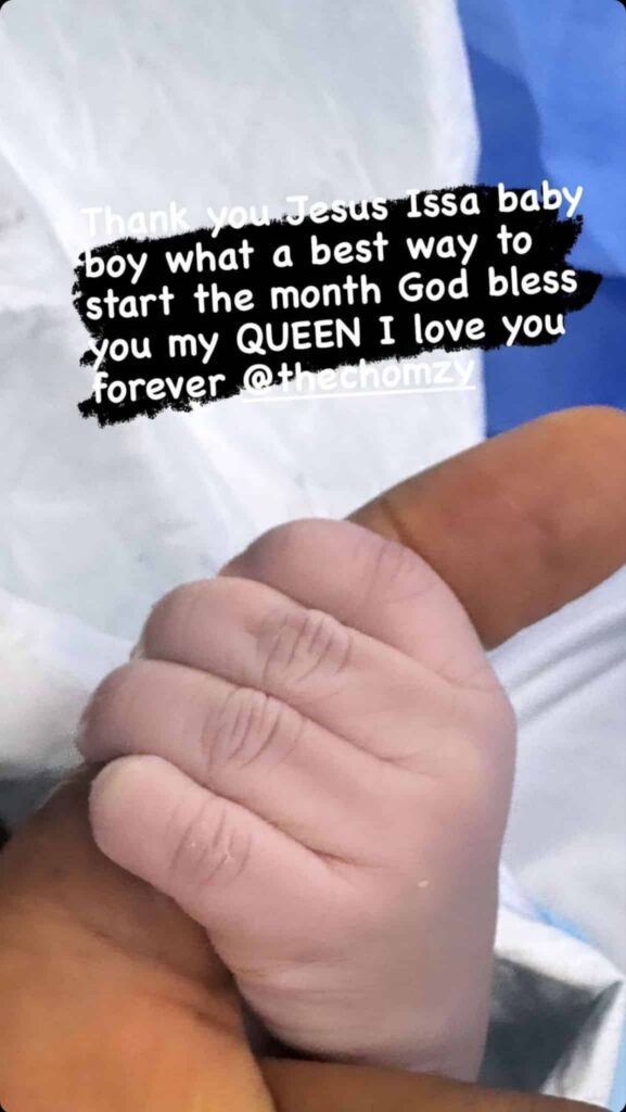 Congratulations pour as BBNaija Chomzy welcomes baby boy with husband