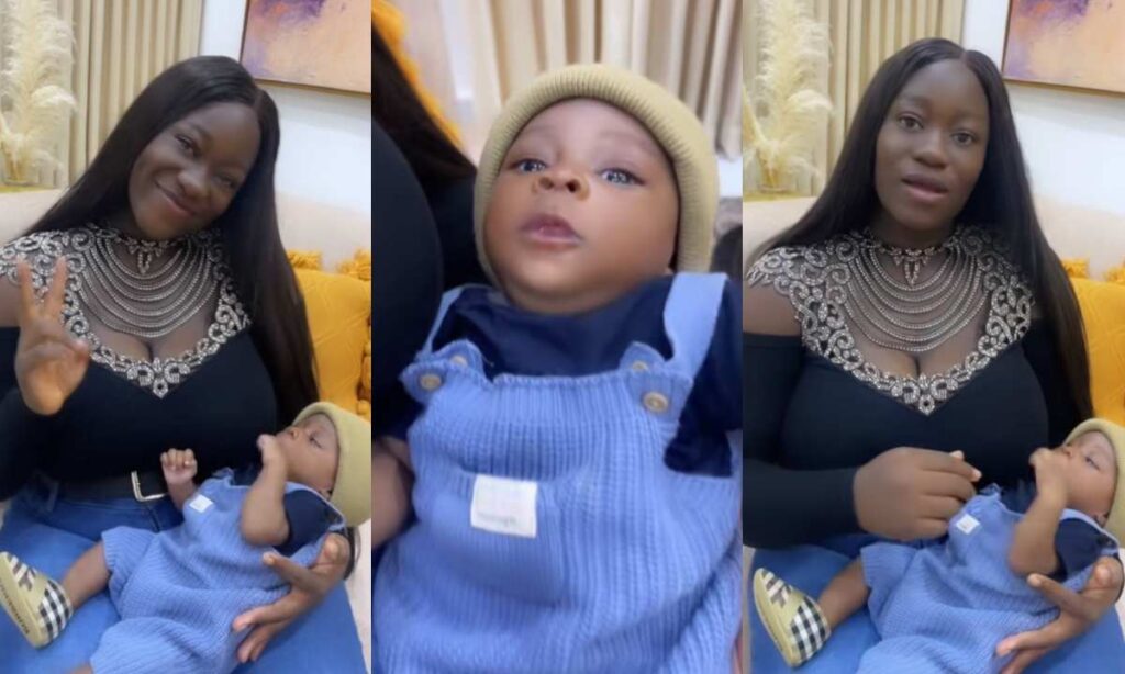 "God Bless You Omomi"– Taiwo Hassan Ogogo Daughter Kira Taiwo Share Her Baby Face On Social Media (Video)