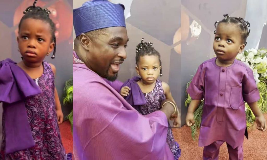 Seyi Edun And Adeniyi Johnson’s Twins Take Over The Spotlight As Adorable Guests At Kamo State’s Wedding