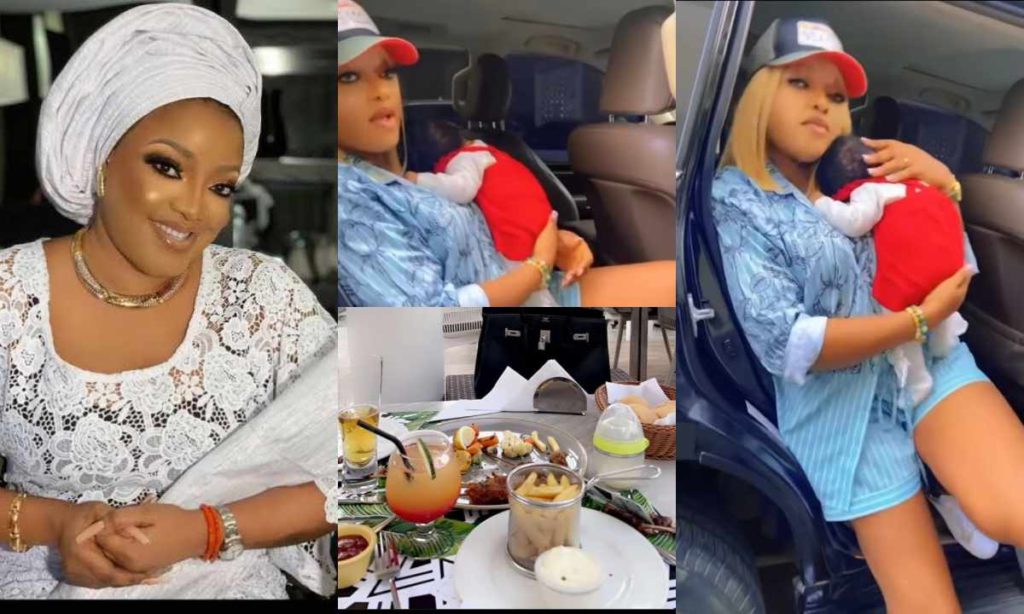 My Baby Want To Go And Spend Her Father's Money"- Actress Sotayo Gaga Brag As She Steps Out With Daughter For Luxury Treatment