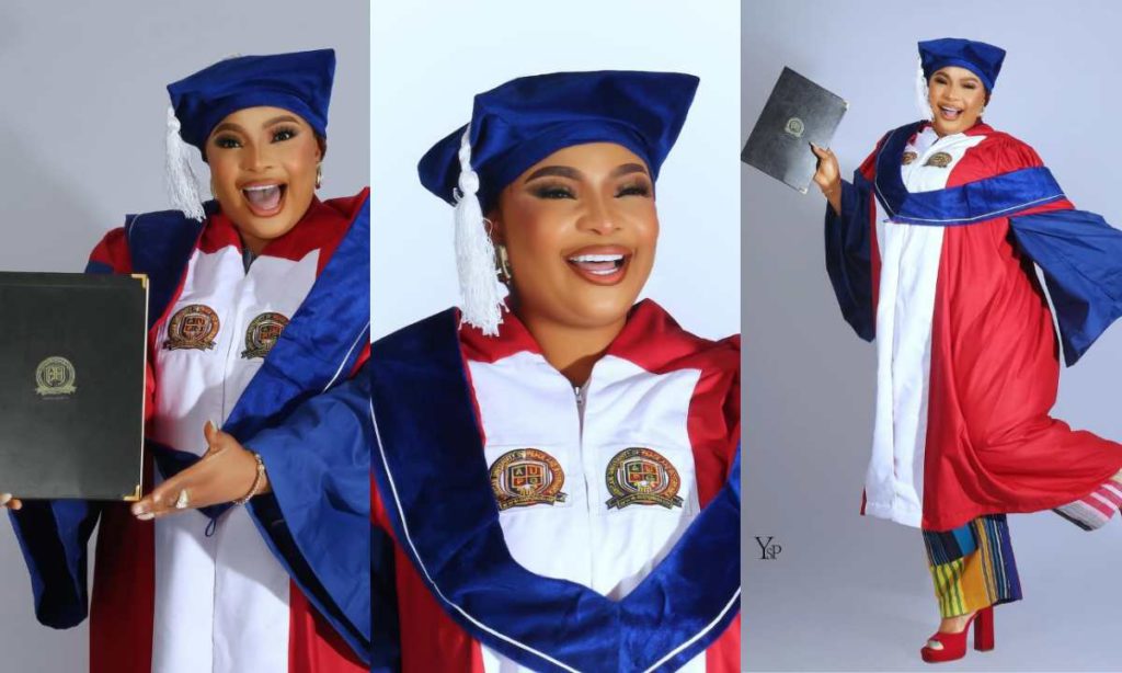 "Please Call Me Hon Dr"- Laide Bakare Rejoice As She Graduates With A Doctorate Degree From American University of Peace and Governance, USA